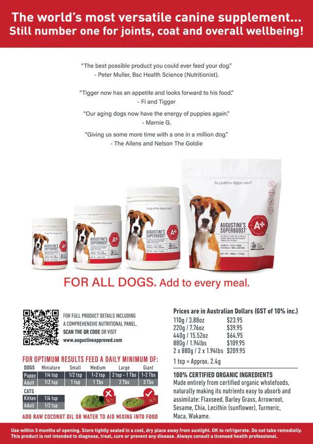 AUGUSTINE APPROVED Superboost 100% Certified Organic Supplement For Dogs & Cats - Sparklet