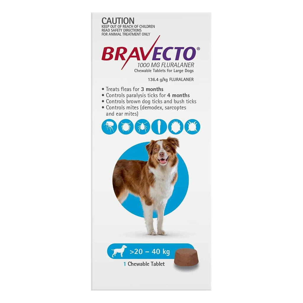 BRAVECTO Chews For Large Dogs 20-40KG Blue - Sparklet