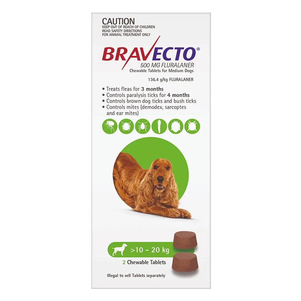 BRAVECTO Chews For Medium Dogs 10-20KG Green - Sparklet