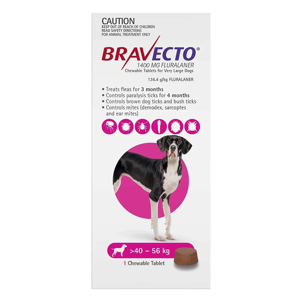 BRAVECTO Chews For Very Large Dogs 40-56KG Pink - Sparklet