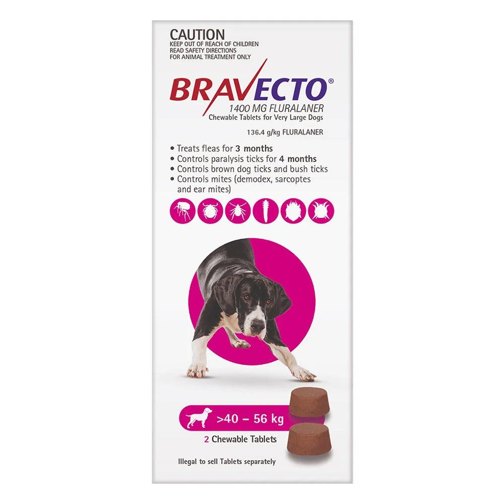 BRAVECTO Chews For Very Large Dogs 40-56KG Pink - Sparklet