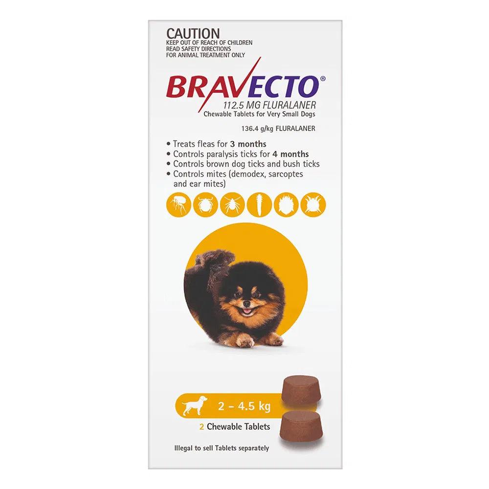 BRAVECTO Chews For Very Small Dogs 2-4.5KG Yellow - Sparklet