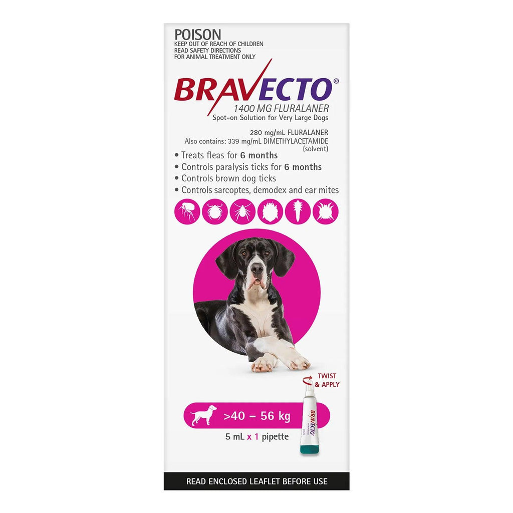 BRAVECTO Spot On For Very Large Dogs 40 - 56 KG Pink - Sparklet