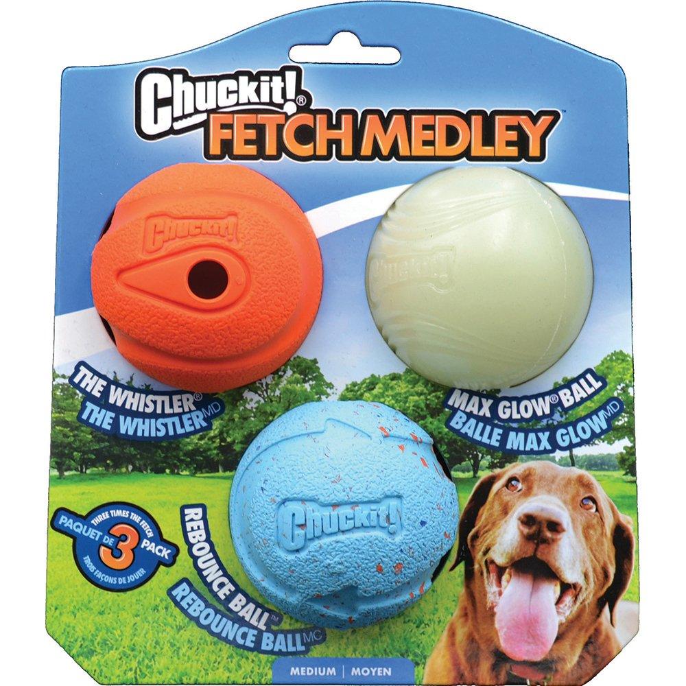 CHUCKIT! Fetch Medley Balls For Dogs Gen1 Medium 6cm (3 Pack) - Sparklet