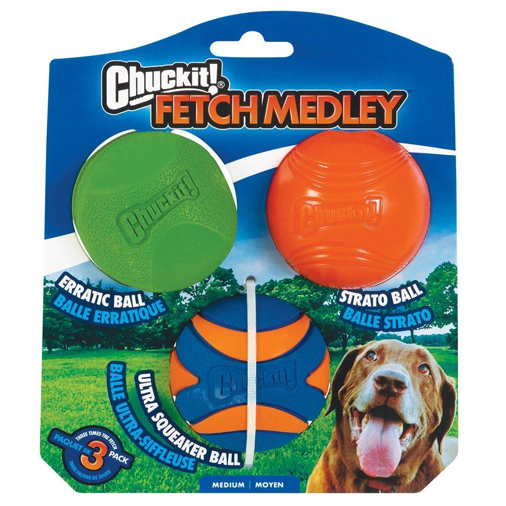 CHUCKIT! Fetch Medley Balls For Dogs Gen2 Medium 6cm (3 Pack) - Sparklet