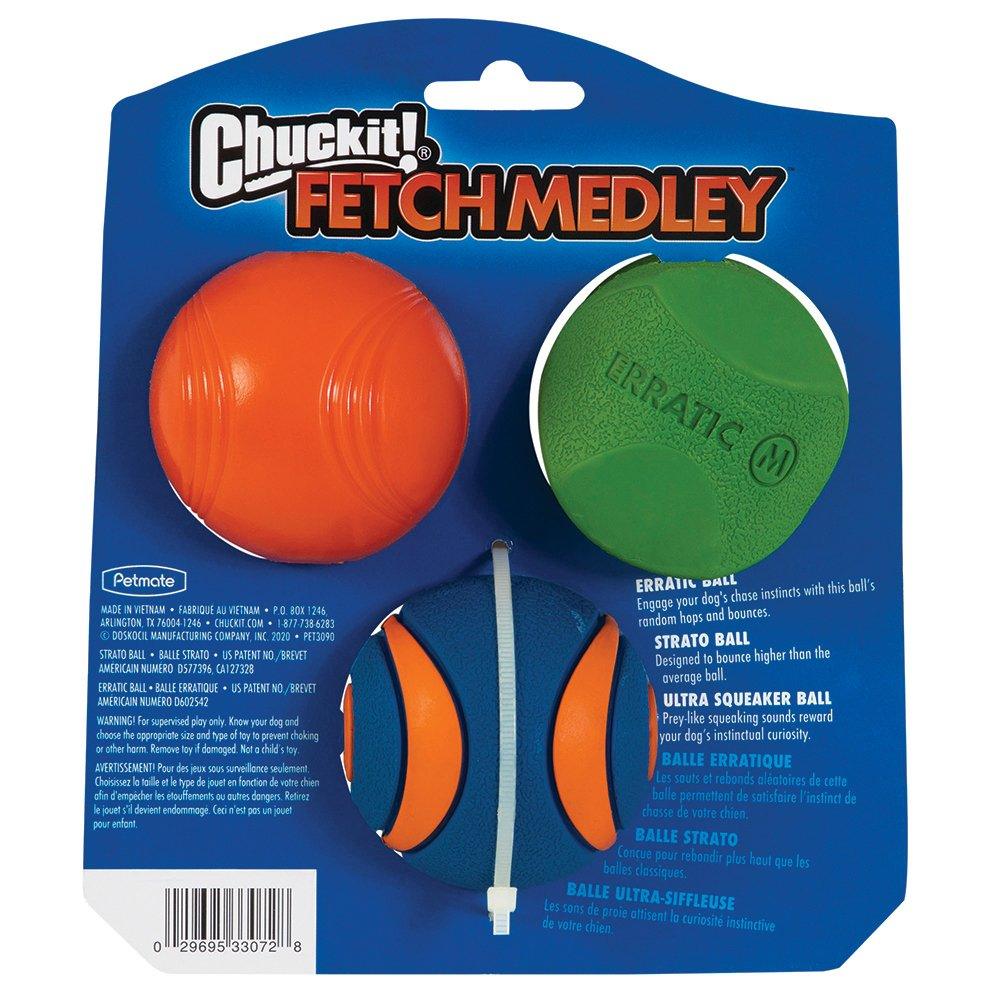 CHUCKIT! Fetch Medley Balls For Dogs Gen2 Medium 6cm (3 Pack) - Sparklet