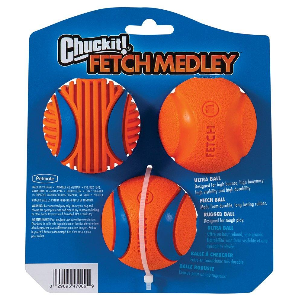 CHUCKIT! Fetch Medley Balls For Dogs Gen3 Medium 6cm (3 Pack) - Sparklet