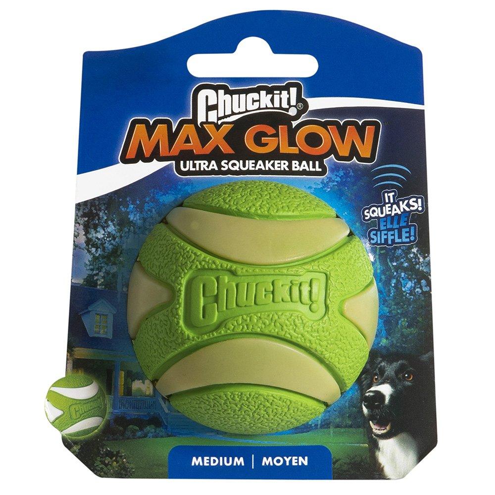 CHUCKIT! Max Glow Ultra Squeaker Ball Medium 6cm 1 Pack - Sparklet