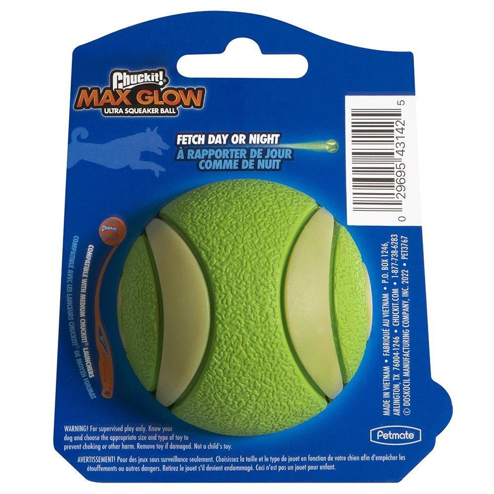 CHUCKIT! Max Glow Ultra Squeaker Ball Medium 6cm 1 Pack - Sparklet