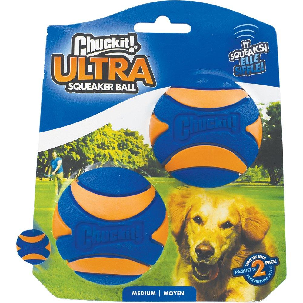 CHUCKIT! Ultra Squeaker Ball For Dogs Medium 6cm (2 Pack) - Sparklet