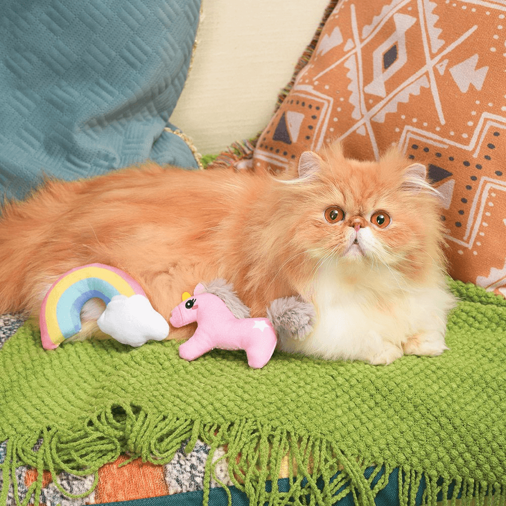 HUGSMART Meow Buddies Crazy Catcher Unicorn & Rainbow Cat Toy - Sparklet