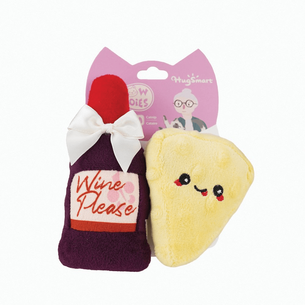 HUGSMART Meow Buddies Kitten Party Cheese & Wine Cat Toy - Sparklet