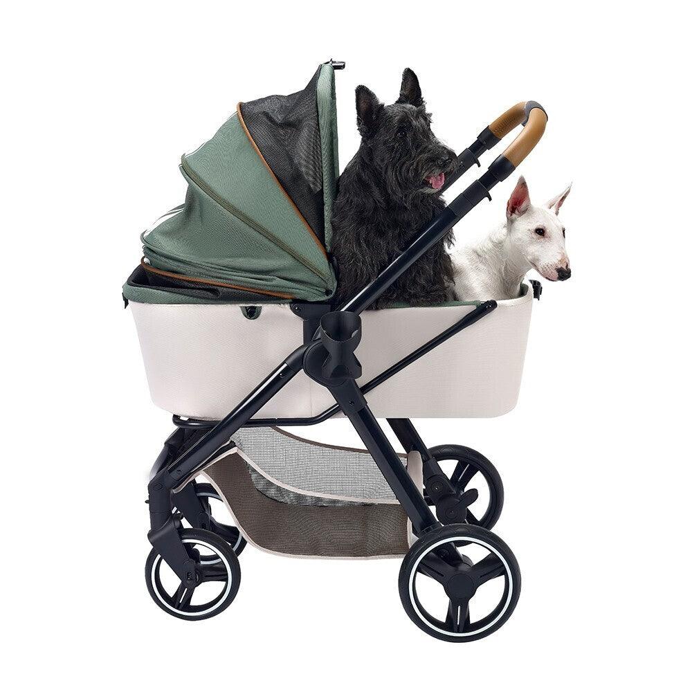 IBIYAYA Retro Luxe Folding Pet Stroller for Pets up to 30kg - Soft Sage - Sparklet