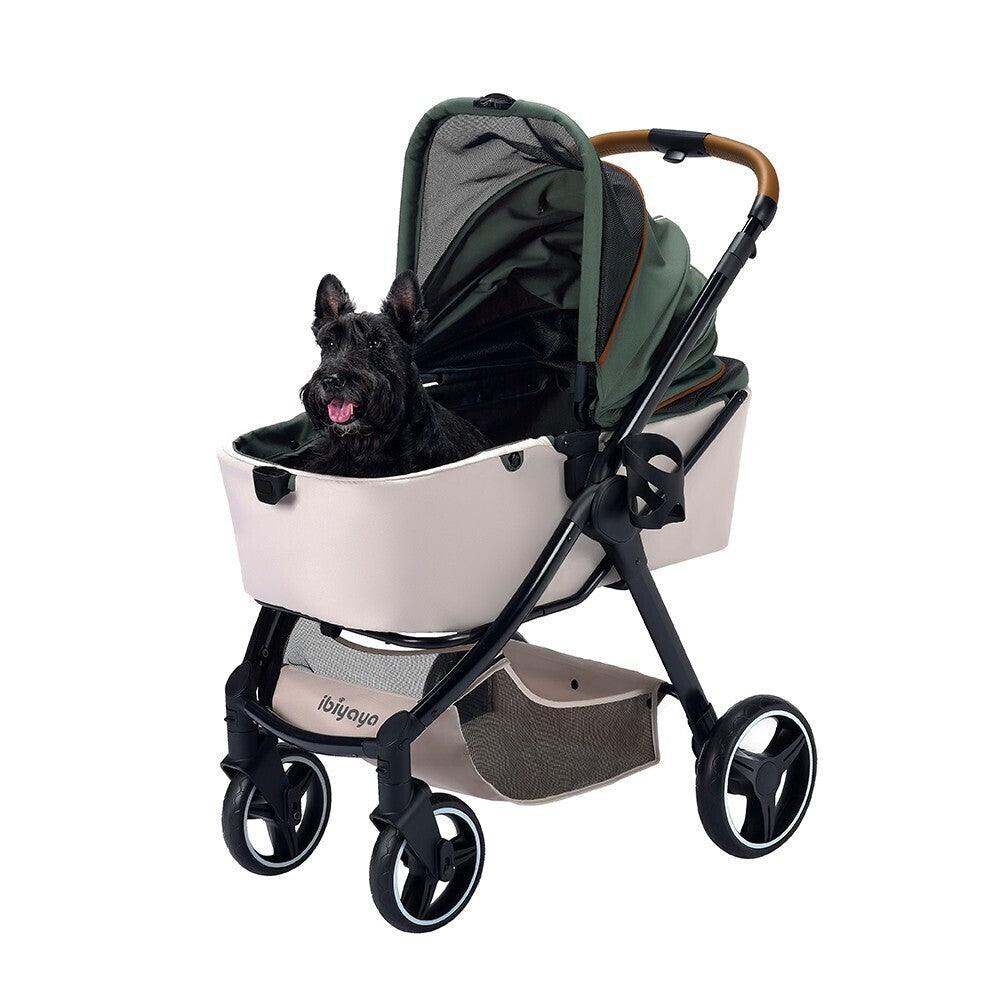 IBIYAYA Retro Luxe Folding Pet Stroller for Pets up to 30kg - Soft Sage - Sparklet