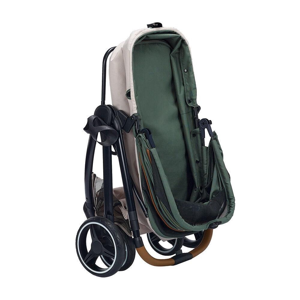 IBIYAYA Retro Luxe Folding Pet Stroller for Pets up to 30kg - Soft Sage - Sparklet