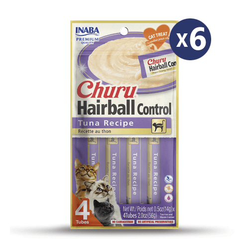 INABA Cat Churu Hairball Control Tuna Recipe Cat Treats 56G x 6 Packs - Sparklet