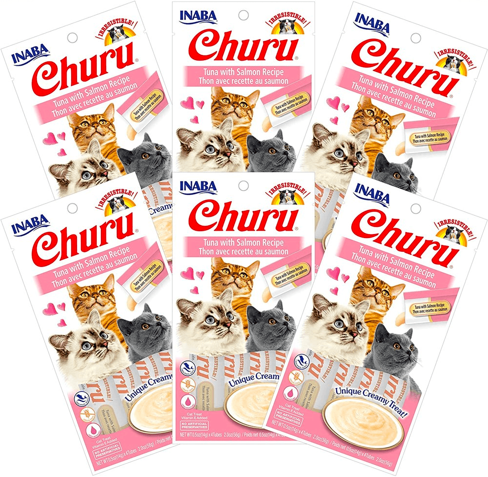 INABA Cat Puree Tuna With Salmon 56G x 6 Packs Cat Treats - Sparklet