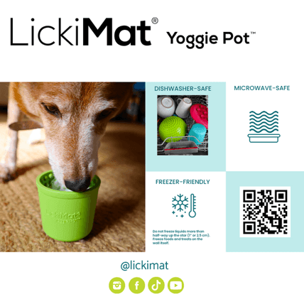 LICKIMAT Yoggie Pot Slow Feeder Dog Bowl - Green - Sparklet