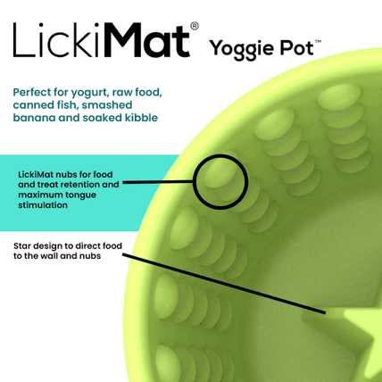 LICKIMAT Yoggie Pot Slow Feeder Dog Bowl - Green - Sparklet