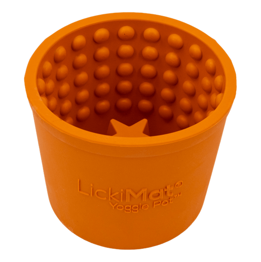 LICKIMAT Yoggie Pot Slow Feeder Dog Bowl - Orange - Sparklet