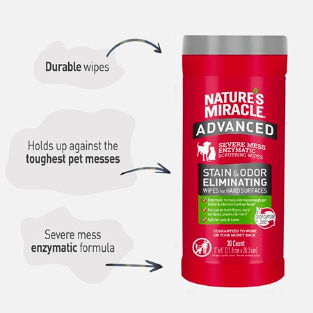 NATURE'S MIRACLE Advanced Stain & Odor Eliminator Wipes 30 Counts - Sparklet