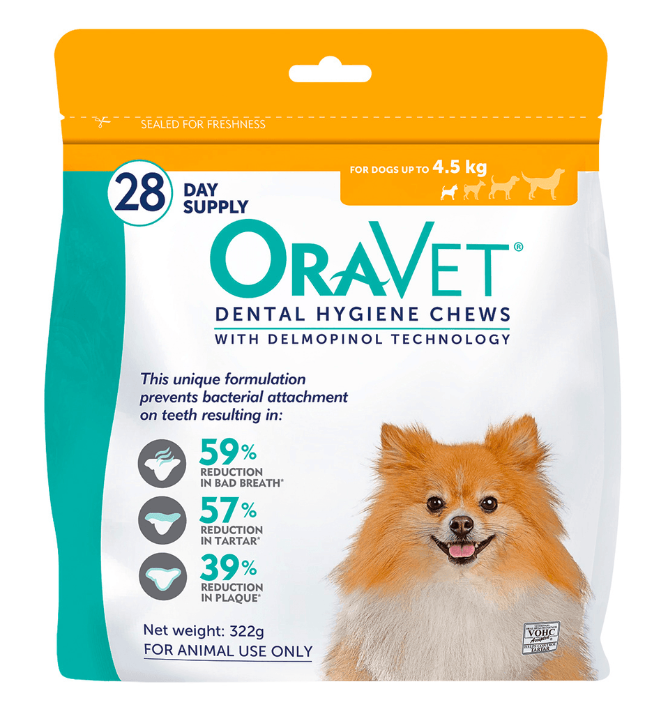 ORAVET Daily Dental Hygiene Chews For XSmall Dogs Up To 4.5KG (28pcs) - Sparklet