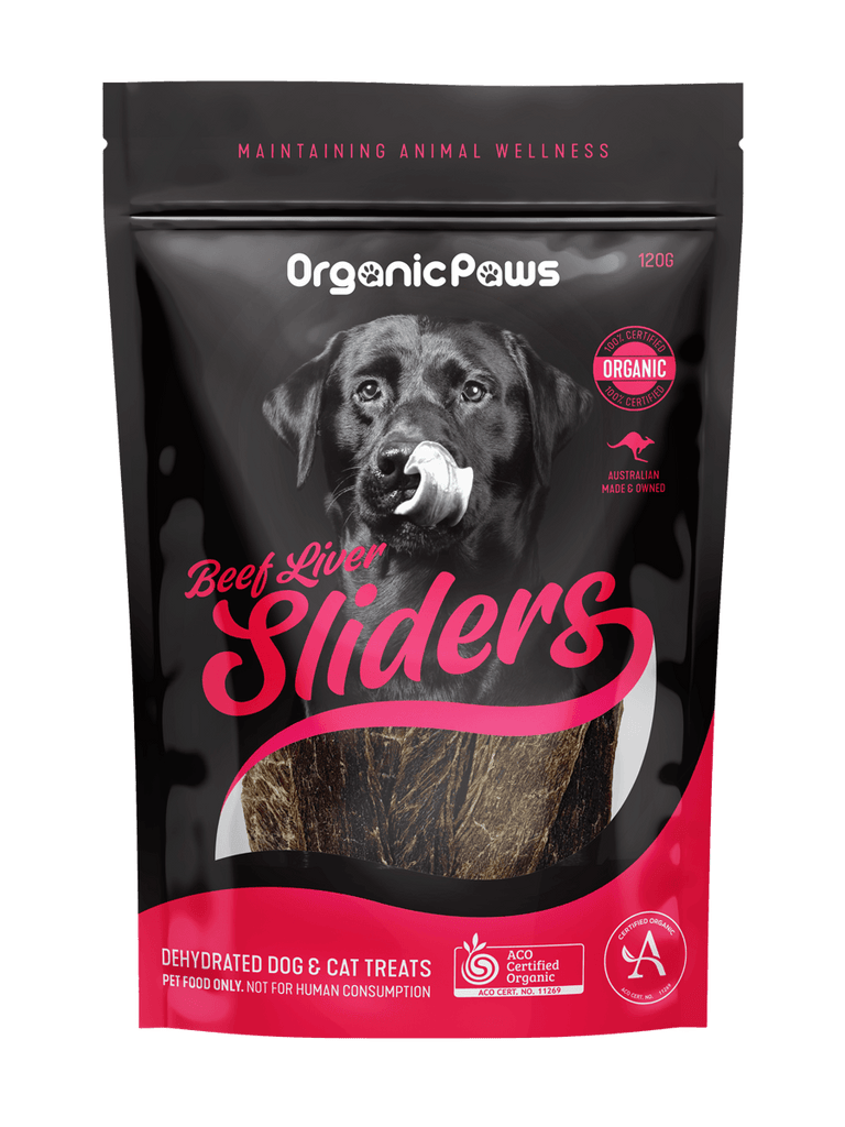 ORGANIC PAWS Certified Organic Beef Liver Sliders Dog Cat Treats 120G - Sparklet