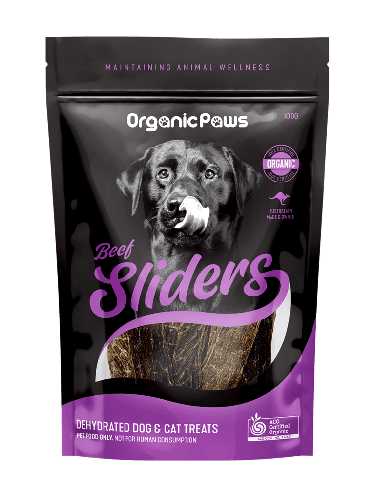 ORGANIC PAWS Certified Organic Beef Sliders Dog Cat Treats 100G - Sparklet