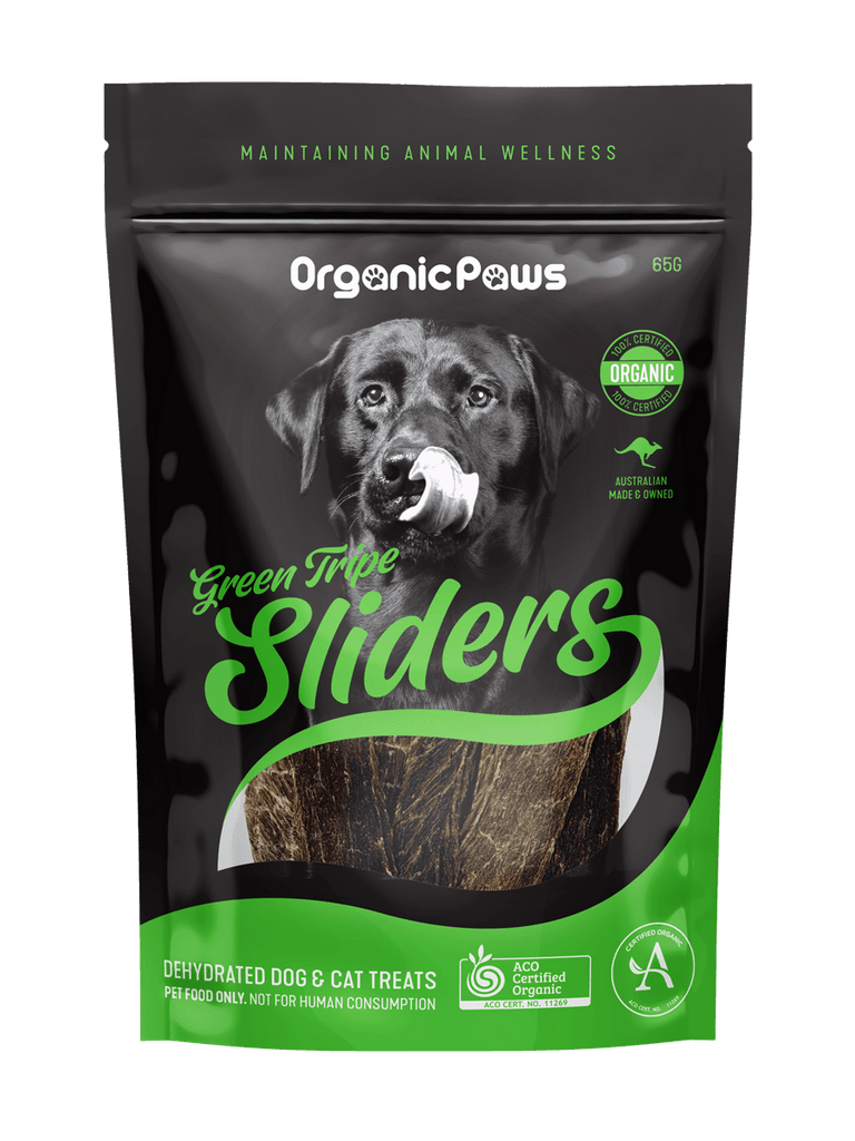 ORGANIC PAWS Certified Organic Green Tripe Sliders Dog Cat Treats 65G - Sparklet