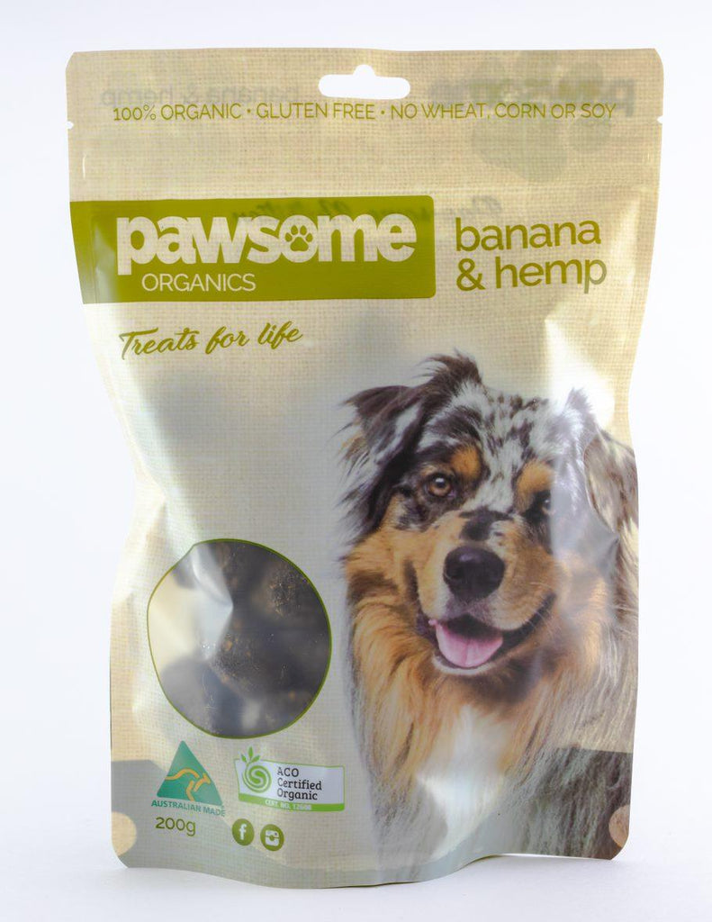 PAWSOME ORGANICS Certified Organic Banana and Hemp Dog Treats 200G - Sparklet