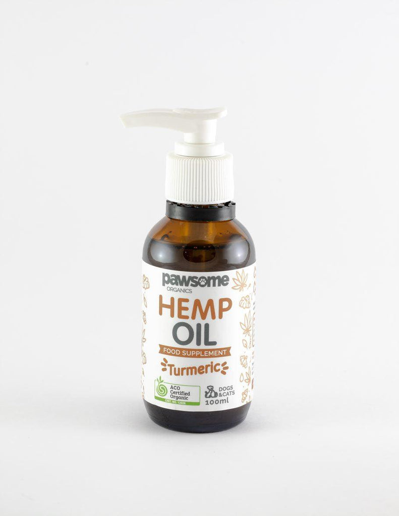 PAWSOME ORGANICS Certified Organic Hemp Oil and Turmeric For Dogs and Cats 100ML - Sparklet