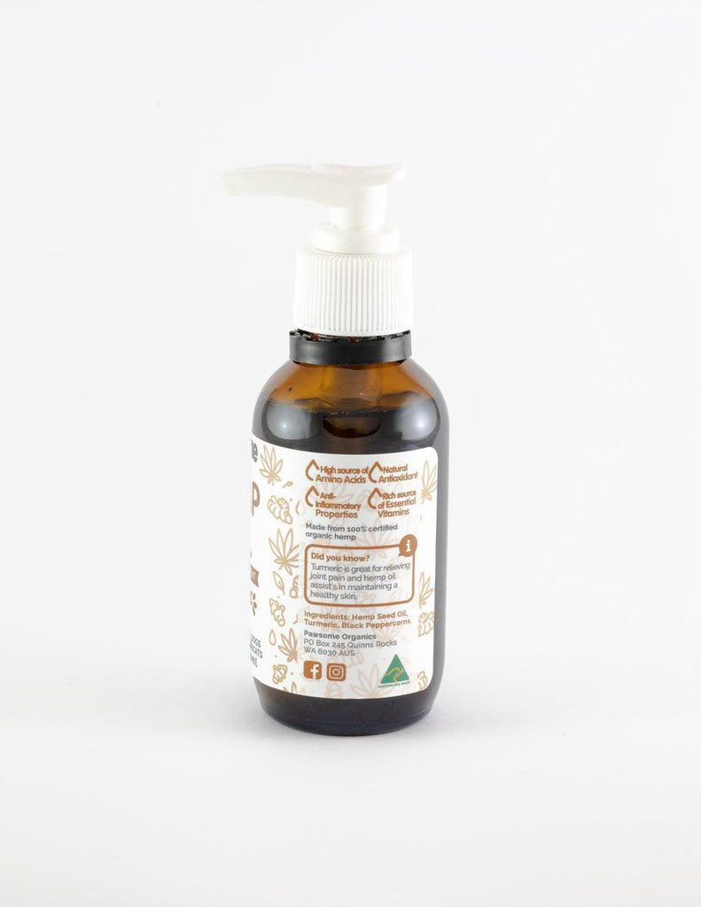 PAWSOME ORGANICS Certified Organic Hemp Oil and Turmeric For Dogs and Cats 100ML - Sparklet