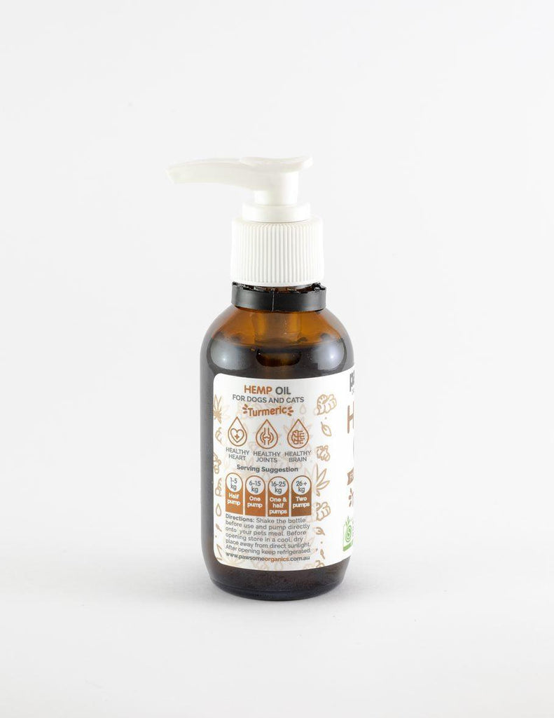 PAWSOME ORGANICS Certified Organic Hemp Oil and Turmeric For Dogs and Cats 100ML - Sparklet