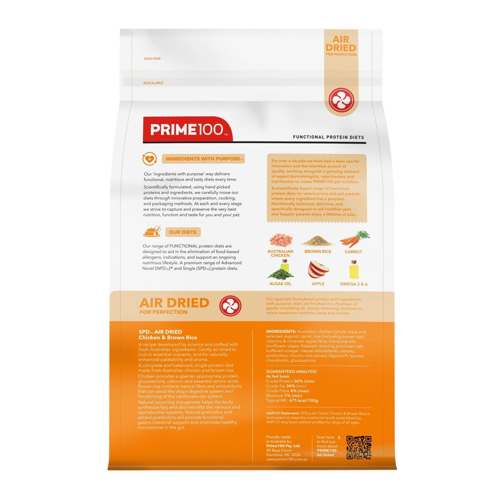 PRIME100 SPD Air Chicken & Brown Rice Adult Dry Dog Food 2.2KG - Sparklet