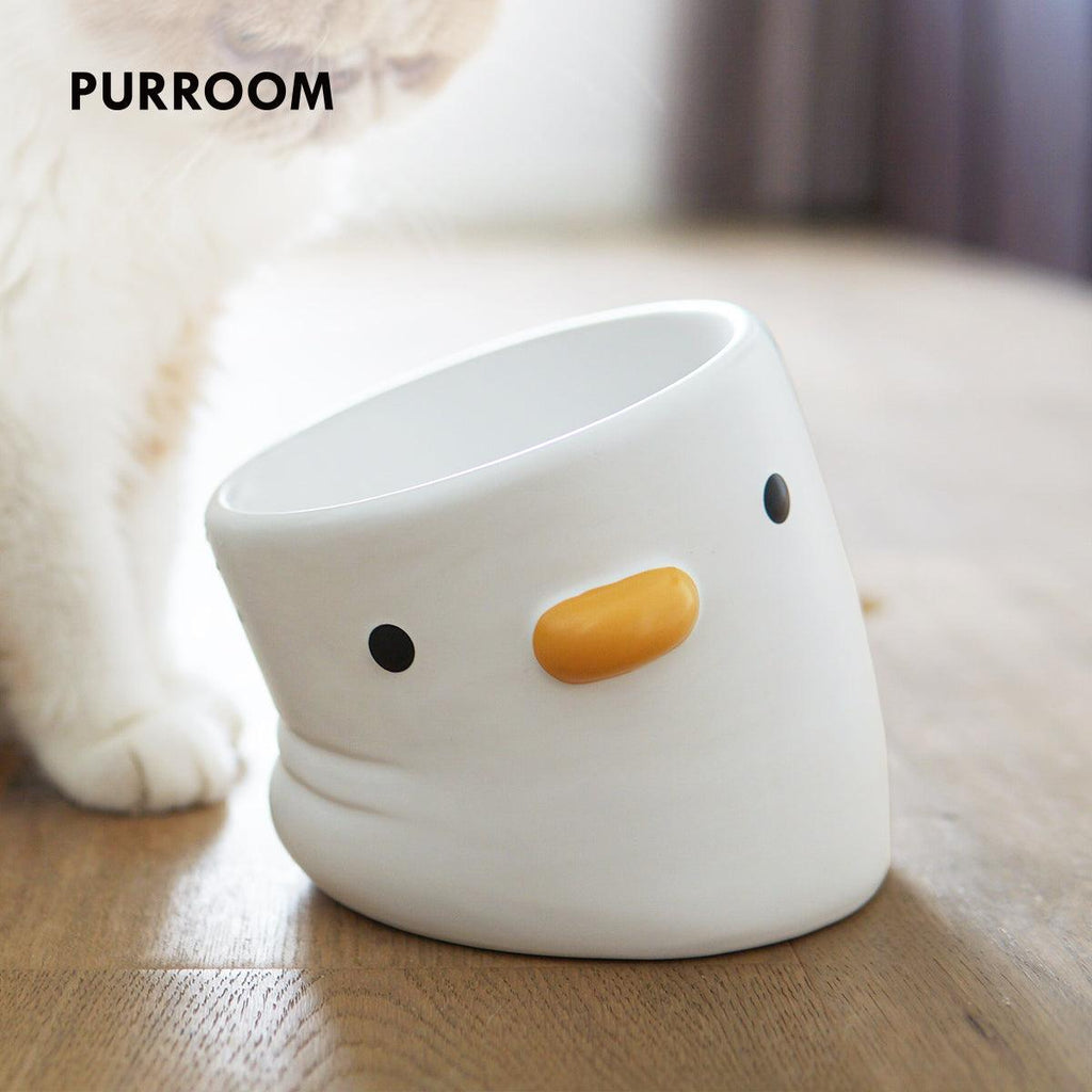 PURROOM Elevated Chick Ceramic Pet Bowl (Tilted) New - Sparklet