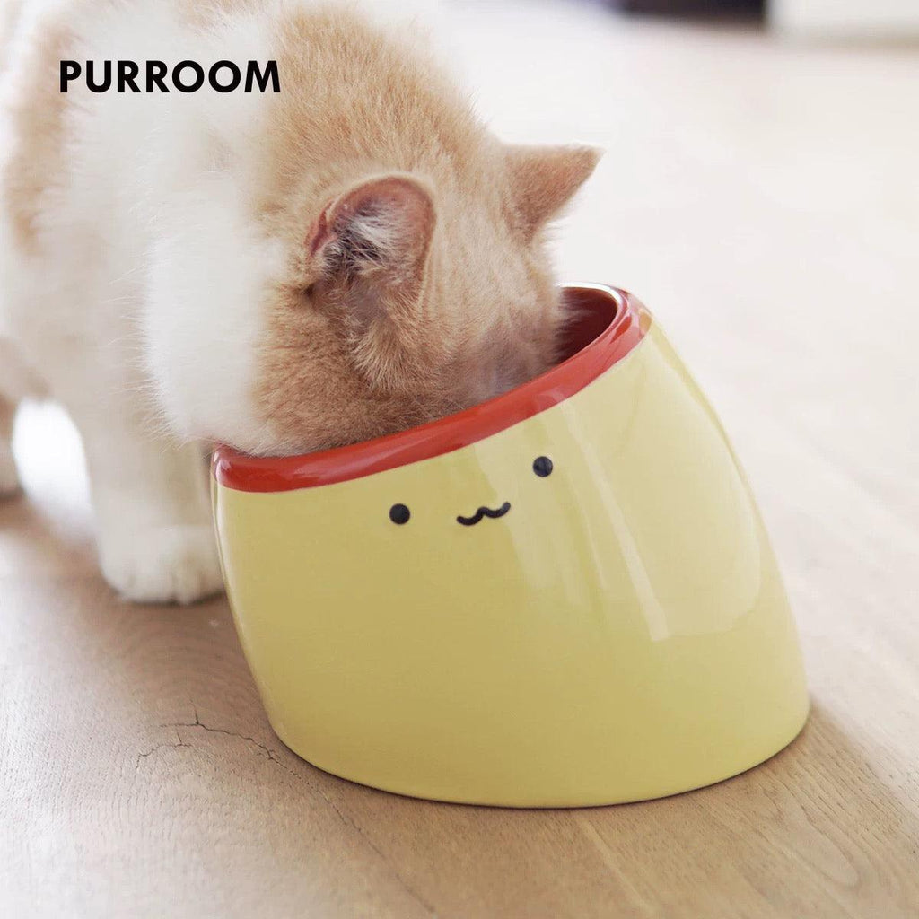 PURROOM Elevated Pudding Ceramic Pet Bowl - Tilted - Sparklet