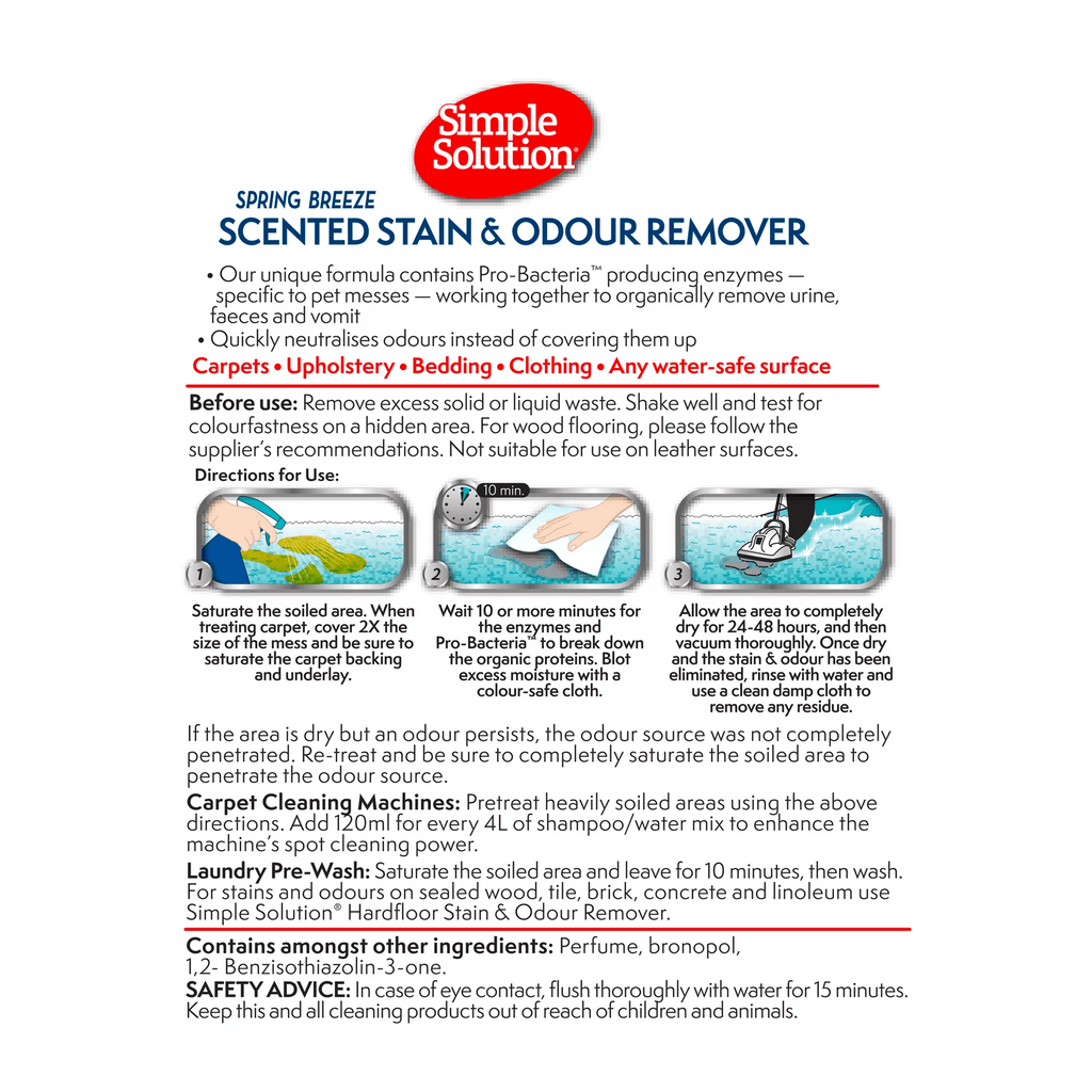 SIMPLE SOLUTION Home Stain & Odour Remover Spring Breeze 750ml - Sparklet