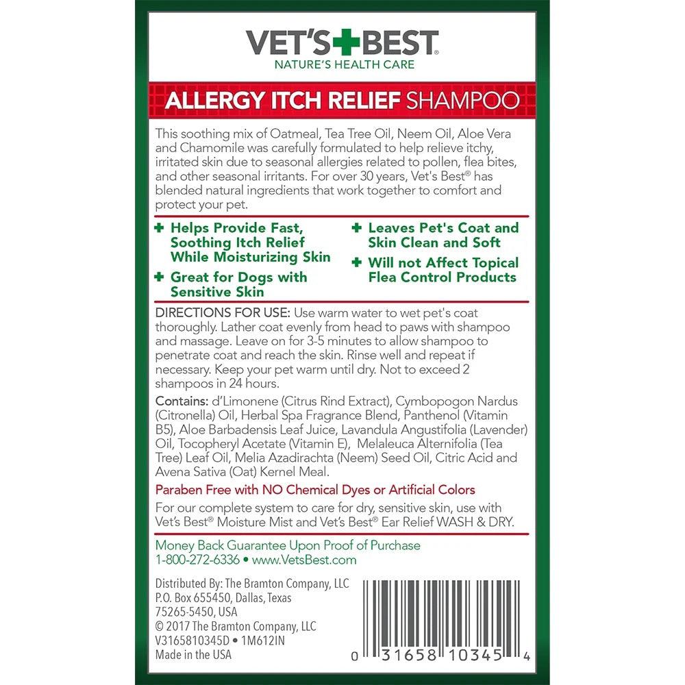 VET'S BEST Allergy Itch Relief Shampoo For Dogs 500ML - Sparklet