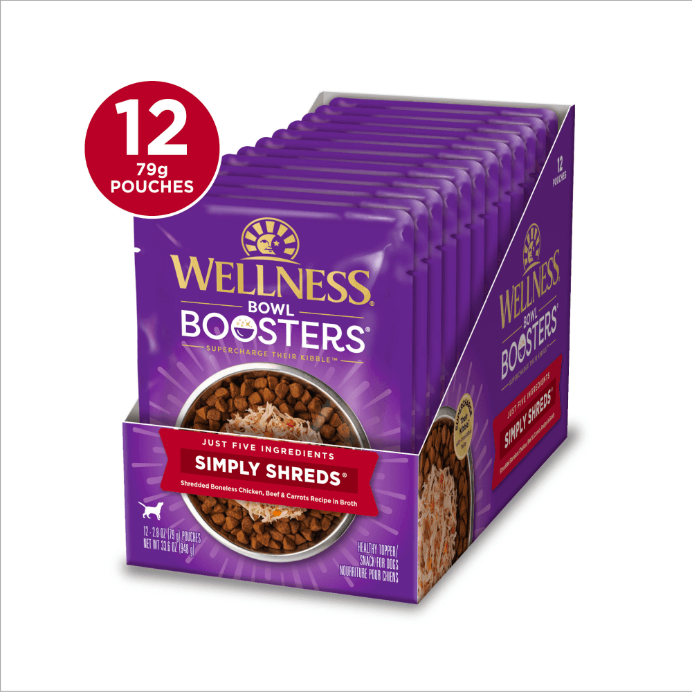 WELLNESS Bowl Booster Simply Shreds Wet Dog Food Chicken, Beef & Carrots 79GX12 - Sparklet