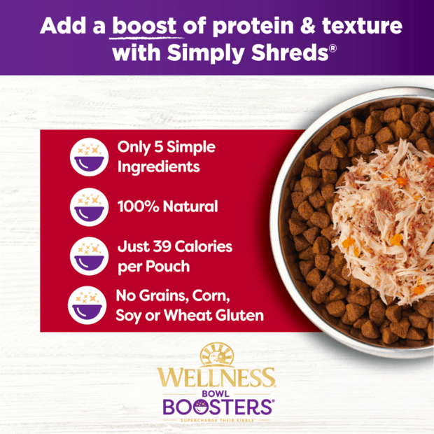 WELLNESS Bowl Booster Simply Shreds Wet Dog Food Chicken, Beef & Carrots 79GX12 - Sparklet