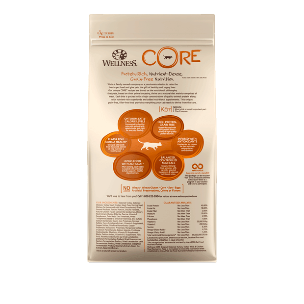 WELLNESS CORE Grain Free Original Turkey & Chicken Dry Cat Food 2.27KG - Sparklet