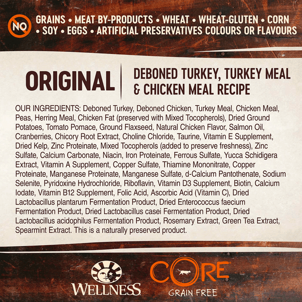 WELLNESS CORE Grain Free Original Turkey & Chicken Dry Cat Food 2.27KG - Sparklet