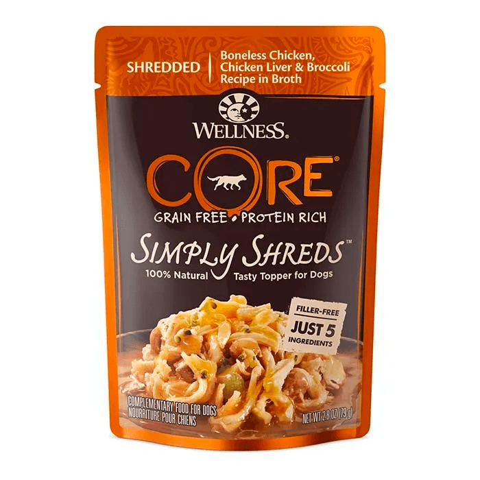 WELLNESS CORE Simply Shreds Wet Dog Food Chicken, Liver & Broccoli 79GX12 - Sparklet