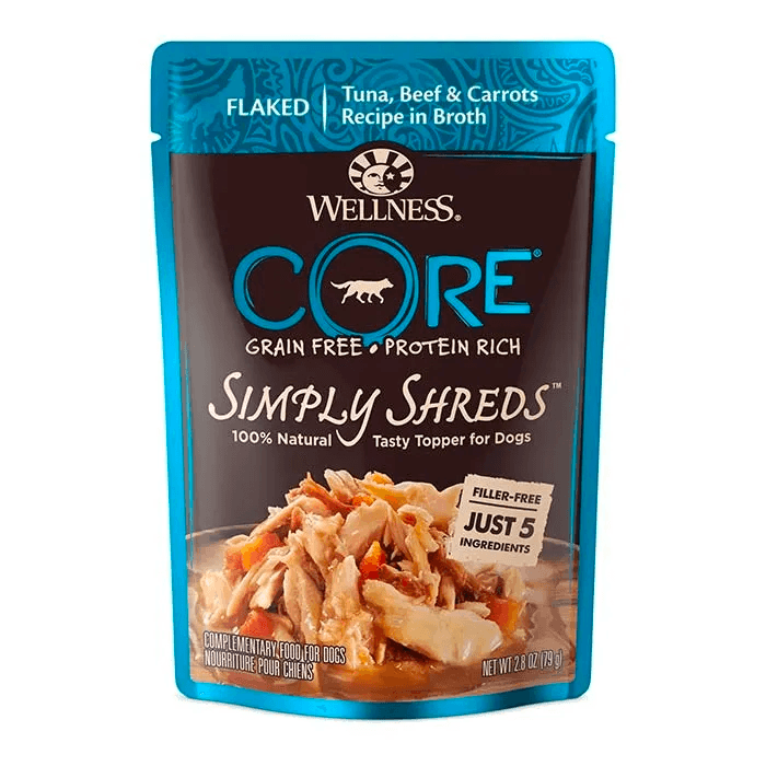 WELLNESS CORE Simply Shreds Wet Dog Food Tuna, Beef & Carrots 79GX12 - Sparklet