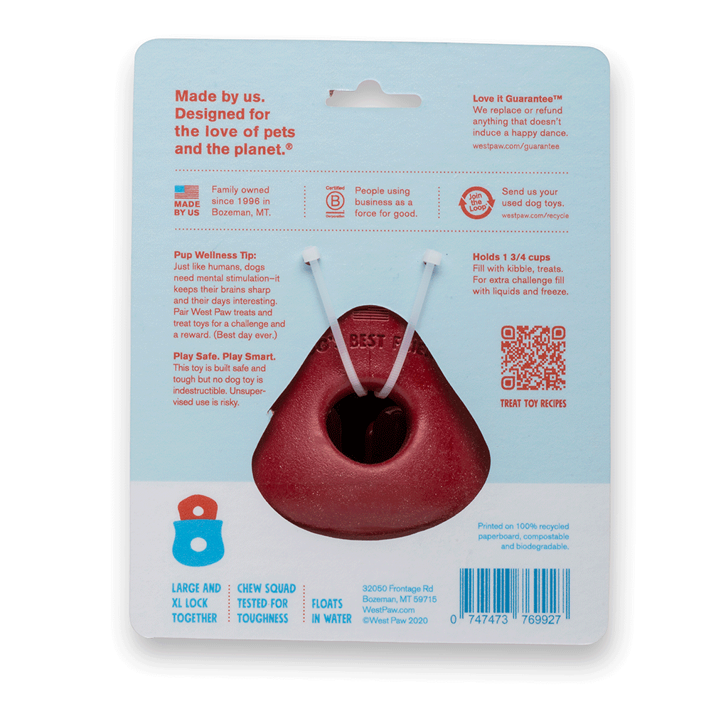 WEST PAW Toppl Treat Dispensing Wobbling Dog Toy & Food Bowl - Ruby Red - Sparklet