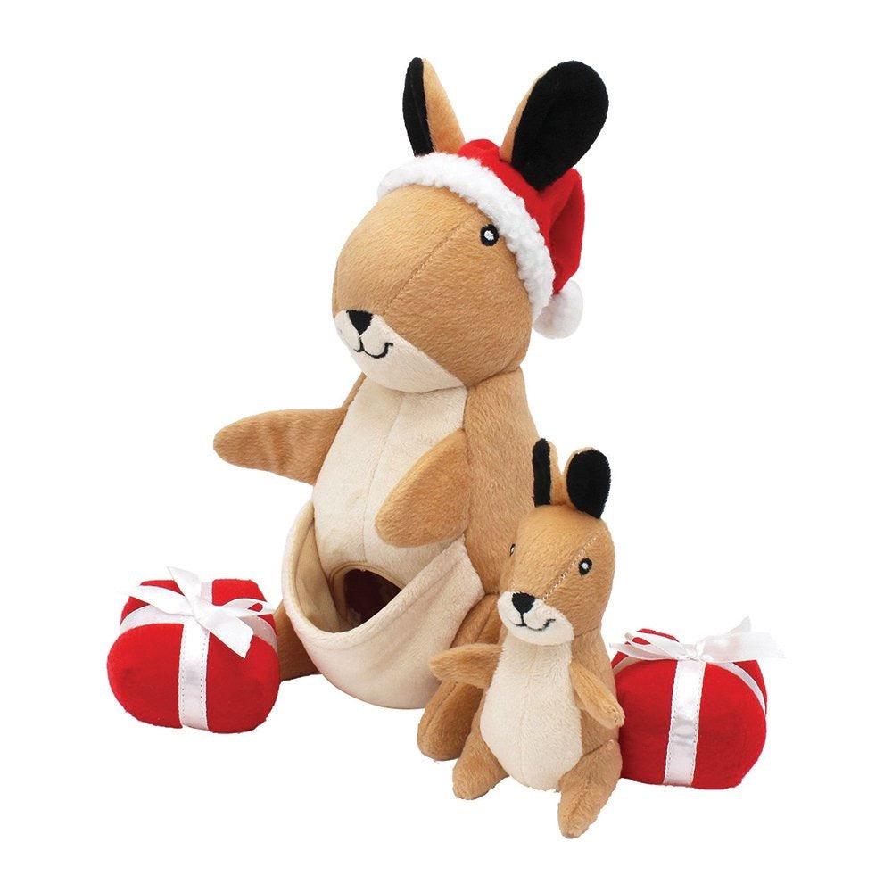 ZIPPY PAWS Holiday Zippy Burrow Festive Kangaroo Pouch Dog Squeaking Toys - Sparklet