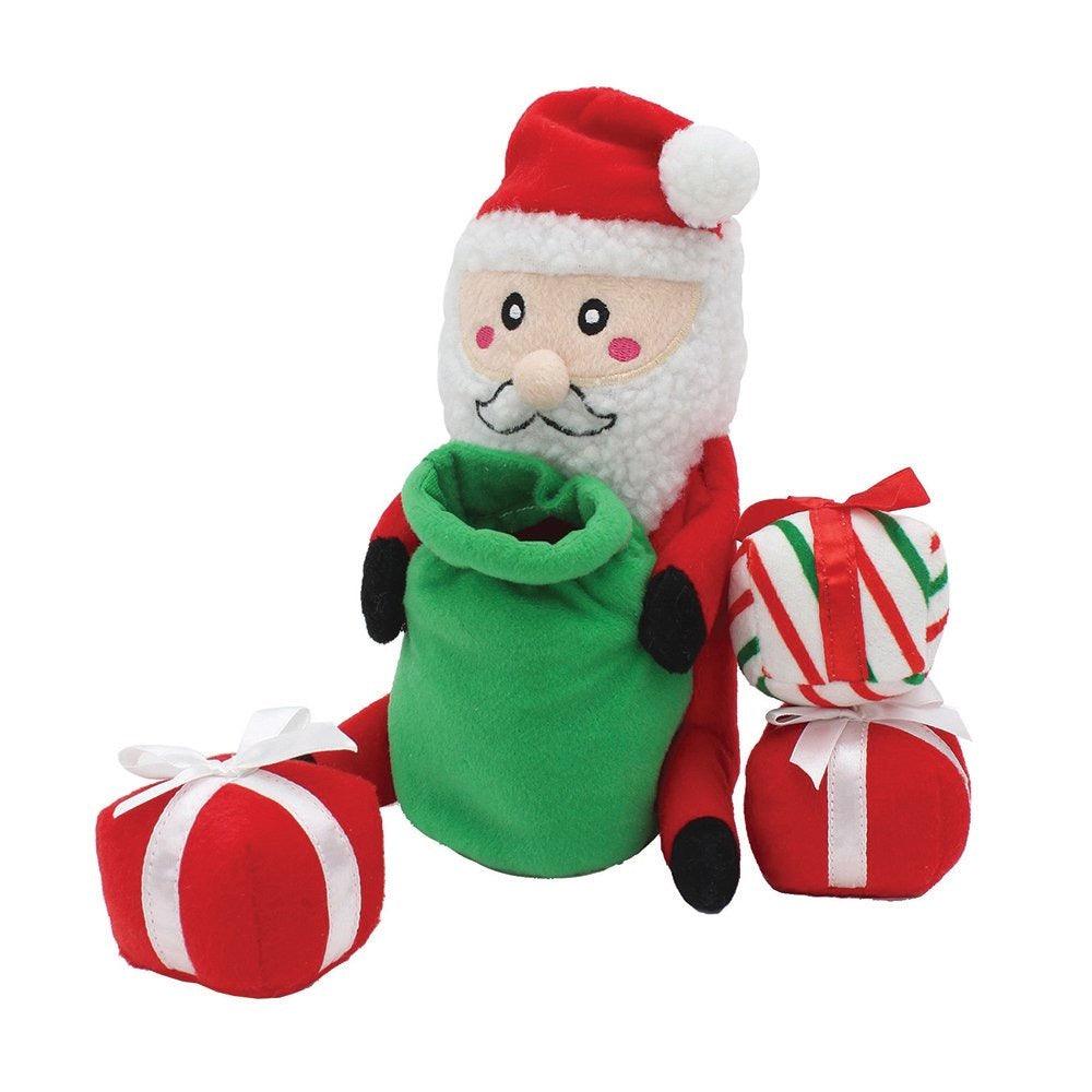 ZIPPY PAWS Holiday Zippy Burrow Santa Sack Dog Squeaking Toys - Sparklet