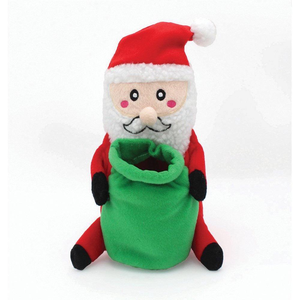 ZIPPY PAWS Holiday Zippy Burrow Santa Sack Dog Squeaking Toys - Sparklet