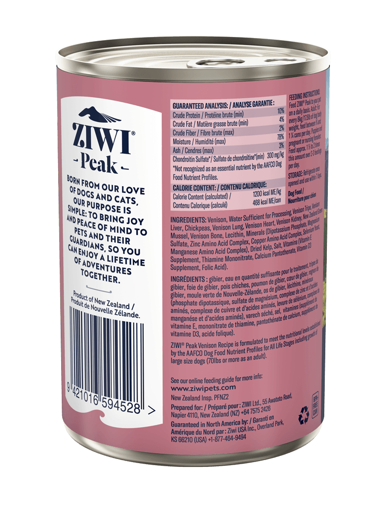 ZIWI PEAK Dog Dog Can Venison 390G / 390G X 12 - Sparklet