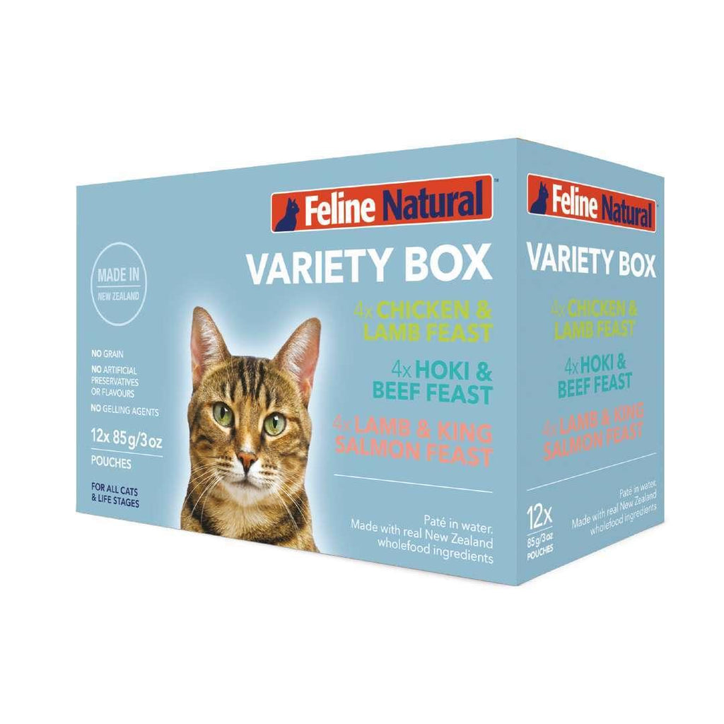 FELINE NATURAL (K9 Cat) Pouch Variety Box (3 Flavour 85g x 4) - Sparklet